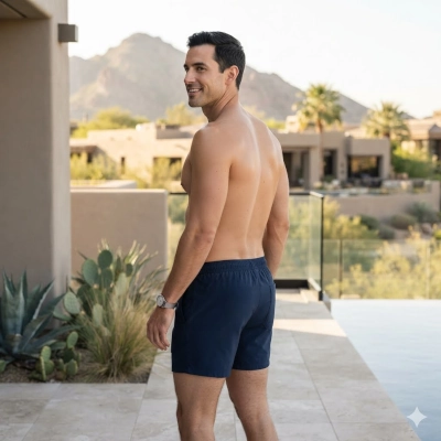 Man showing smooth hair-free back after laser hair removal treatment at Elite Laser Care in Scottsdale and Phoenix Arizona.