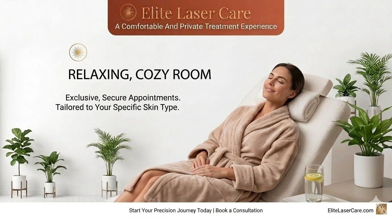 Comfortable private laser hair removal treatment room serving clients from Paradise Valley, Arizona.